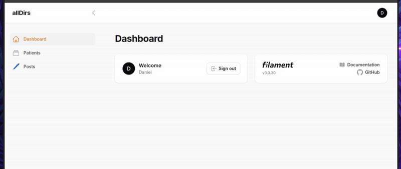 Filament collapse sidebar menu